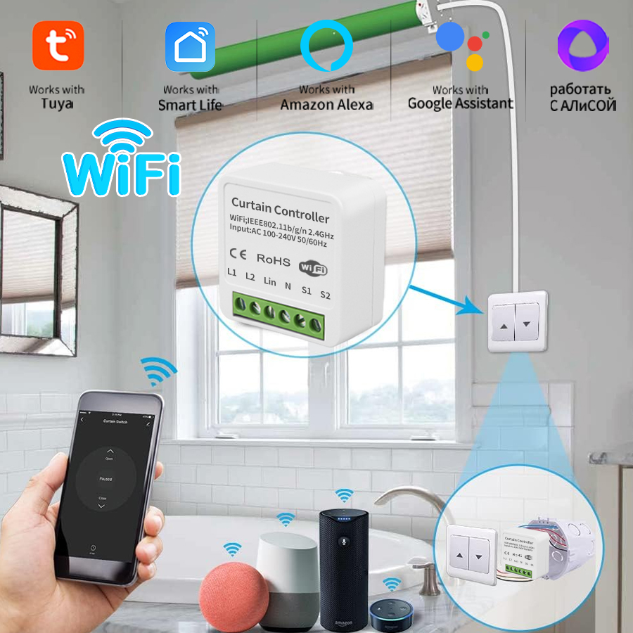 Smart Home Blinds - Modul Sakelar Tirai Pintar Wifi Tuya