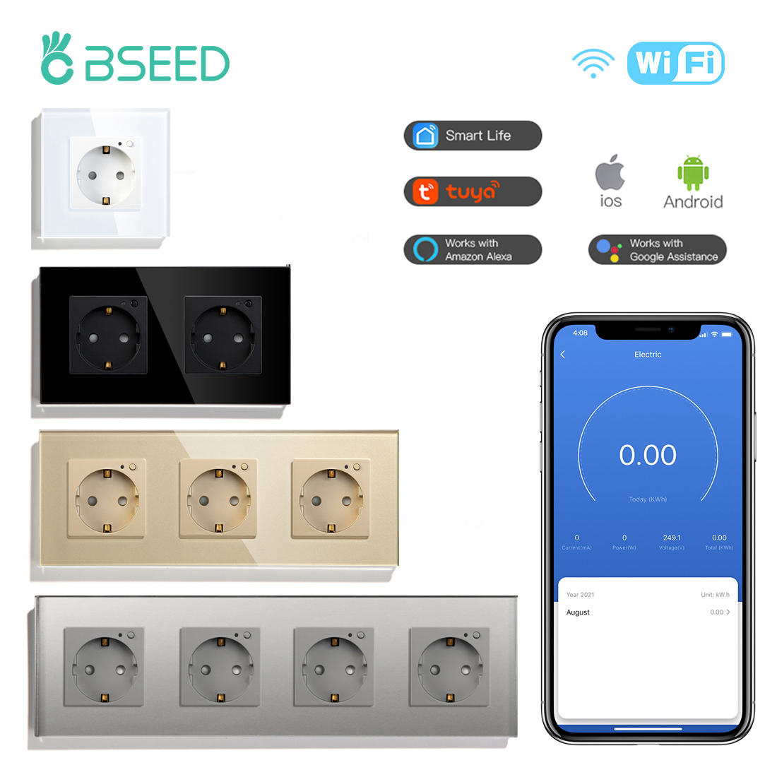 Smart Home Energy Monitor - BSEED EU Steker Stop Kontak Pintar