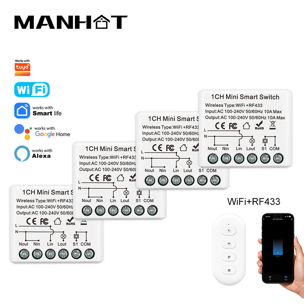 Smart Home Tools - 10A Mini WIFI Smart Switch RF433Mhz