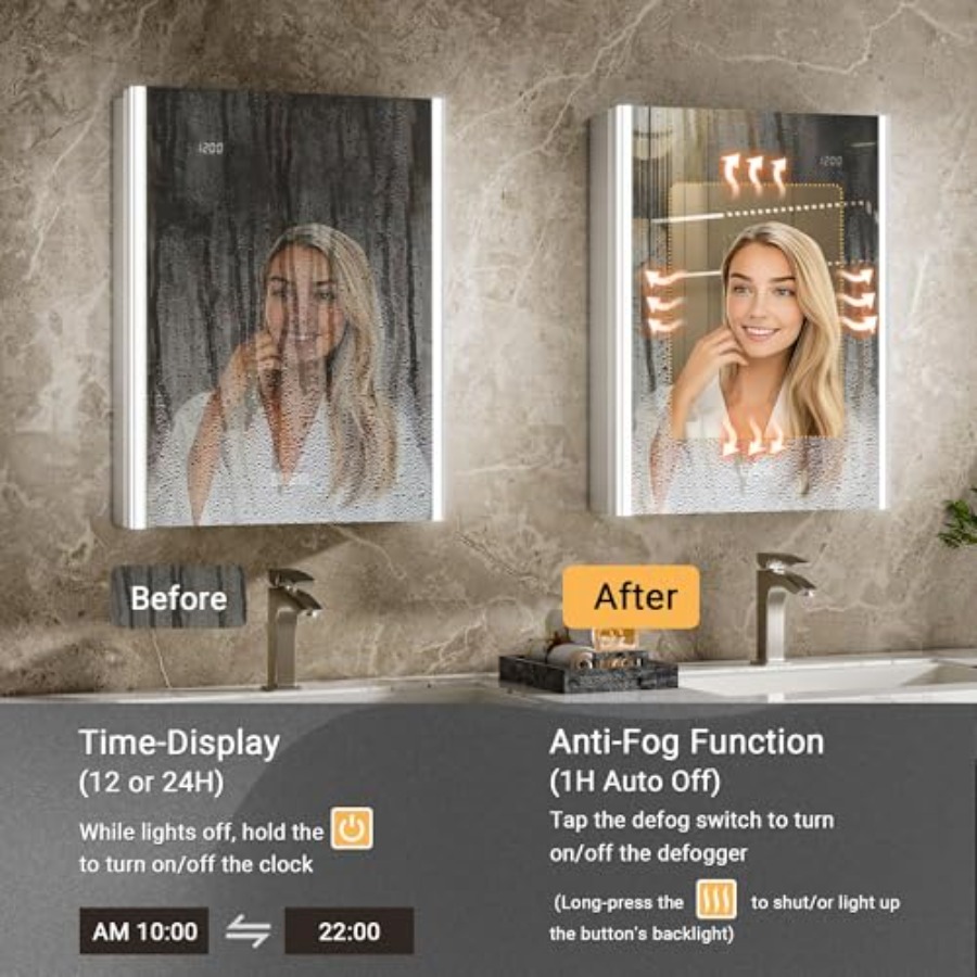 Cermin lemari obat kamar mandi - Smart Night Light ulasan dan harga