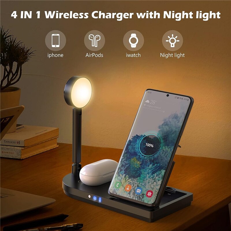 Stasiun Pengisi Daya Nirkabel  - Smart Night Light ulasan dan harga