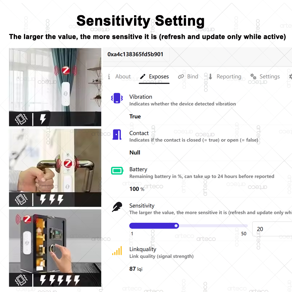 Sensor Getaran ZigBee 3.0 Cerd - Smart Home Tools ulasan dan harga