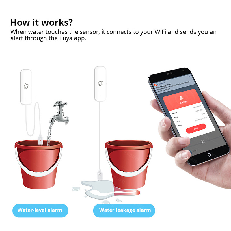Sensor Alarm Kebocoran Air WiF - Smart Home Features ulasan dan harga