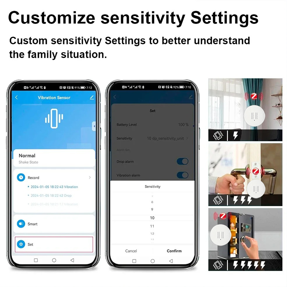 Sensor Getaran Cerdas Tuya Zig - Smart Home Notifications ulasan dan harga