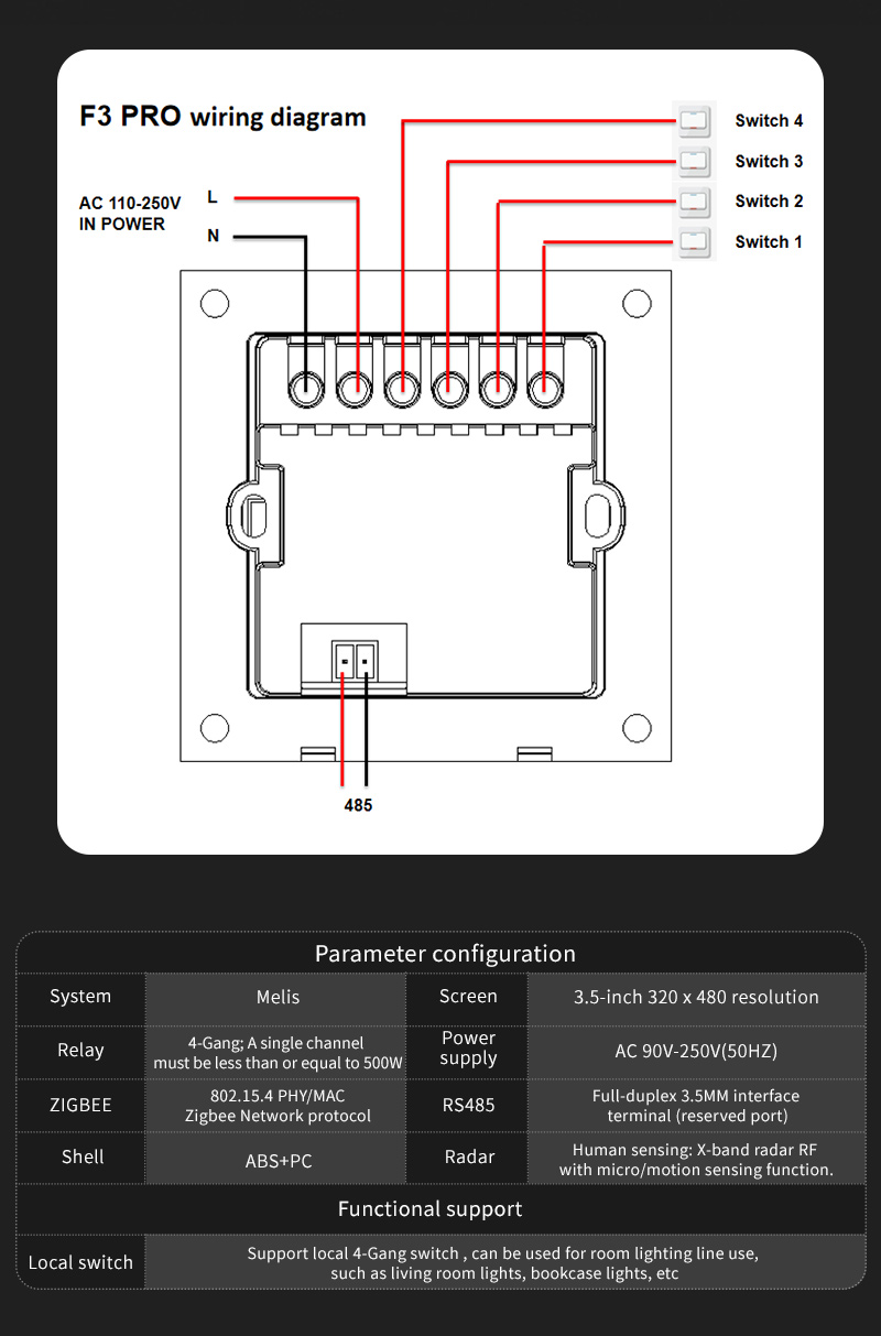 F3 Pro Panel Sentuh IPS 3.5 In - Smart Home Features ulasan dan harga